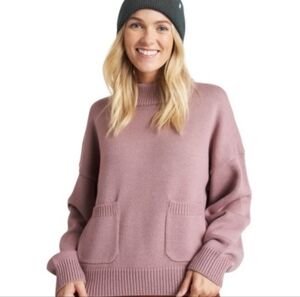 Kit & Ace Merino Wool Mockneck Sweater Mauve Size Medium Front Pockets Chunky